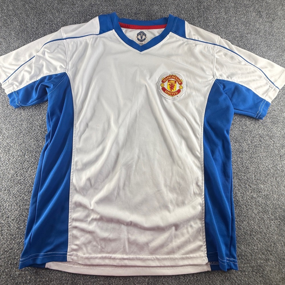 Manchester United Official Merchandise Soccer Jersey White Blue Mens Medium